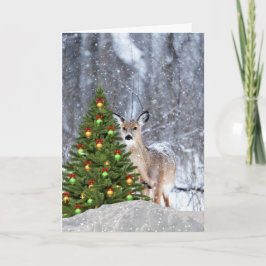 Cartão De Festividades Woodland Christmas Whitetail Deer Greeting Card