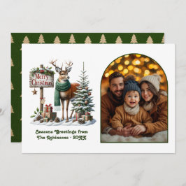 Cartão De Festividades Woodland Deer Merry Christmas Rustic Forest Photo