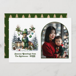 Cartão De Festividades Woodland Deer Rustic Christmas Forest Animal Photo