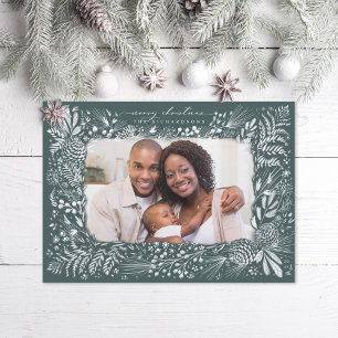 Cartão De Festividades Woodland Ferns Pine Cone Dark Green