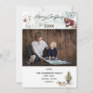 Cartão De Festividades Woodland Forest Bear com Foto Feliz Natal