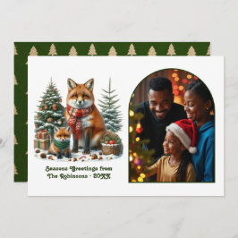 Cartão De Festividades Woodland Fox Rustic Forest Christmas Photo