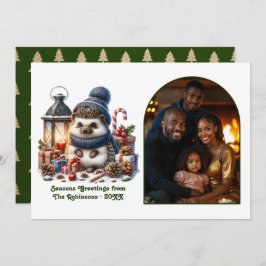 Cartão De Festividades Woodland Hedgehog Cozy Forest Christmas Photo