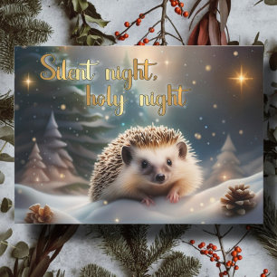 Cartão De Festividades Woodland Hedgehog Noite Cristã Silenciosa Natal