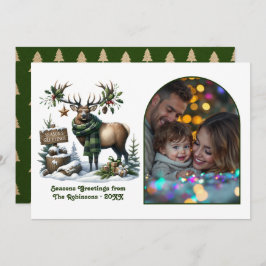Cartão De Festividades Woodland Reindeer Rustic Forest Christmas Photo