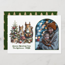 Cartão De Festividades Woodland Squirrel Family Cozy Forest Christmas