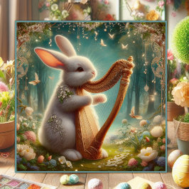 Cartão De Festividades Woodland Symphony Floral Bunny Art Nouveau