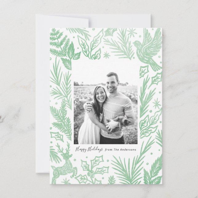 Cartão De Festividades Woodland Watercolor (Frente)