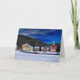 Cartão De Festividades Woodstock Vermont em uma noite de inverno