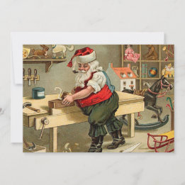 Cartão De Festividades Workshop de Natal Vintage Santa Claus