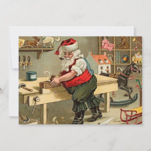 Cartão De Festividades Workshop de Natal Vintage Santa Claus