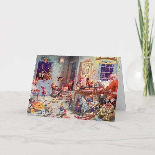 Cartão De Festividades Workshop Santas (Frente)