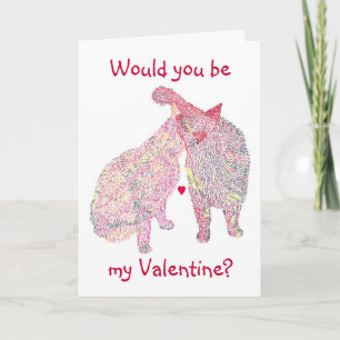 Cartão De Festividades Would you be my Valentine, Kissing Cats cards
