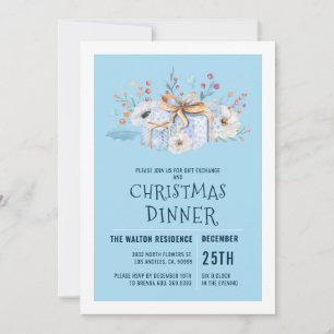 Cartão De Festividades Wrapped Christmas gists arrangement dinner invite