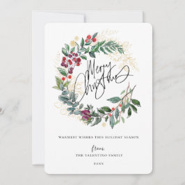 Cartão De Festividades Wreath de doodle natalícia