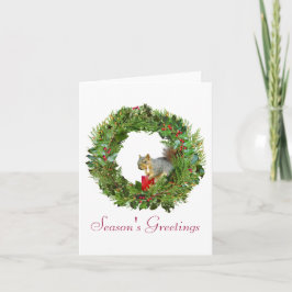 Cartão De Festividades Wreath de Velas de Esquilo