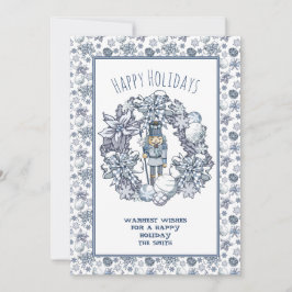 Cartão De Festividades Wreath do Quebra-Nozes de Natal Branco