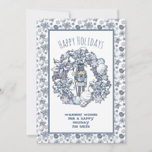 Cartão De Festividades Wreath do Quebra-Nozes de Natal Branco