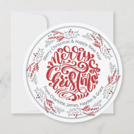 Cartão De Festividades Wreath Feliz Natal Foto Personalizada