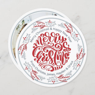 Cartão De Festividades Wreath Feliz Natal Foto Personalizada