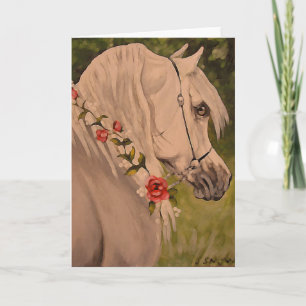 Cartão De Festividades "Wreath Of Roses" Arabian Horse Head