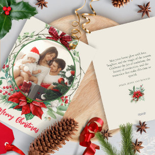 Cartão De Festividades Wreath Watercolor Floco de Neves Natal Ho