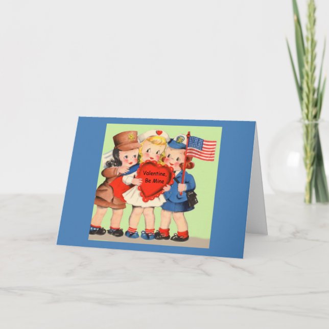 Cartão De Festividades WWII Militar WACS & WAVES Servicewoman Valentiine (Frente)