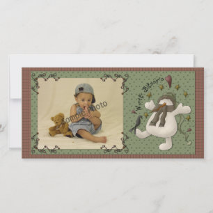 Cartão De Festividades Wynter Blessin's Snowman Photo Card