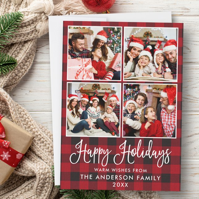 Cartão De Festividades Xadrez 4 Fotografias do Diário Moderno (Customize to add text to back of card.)