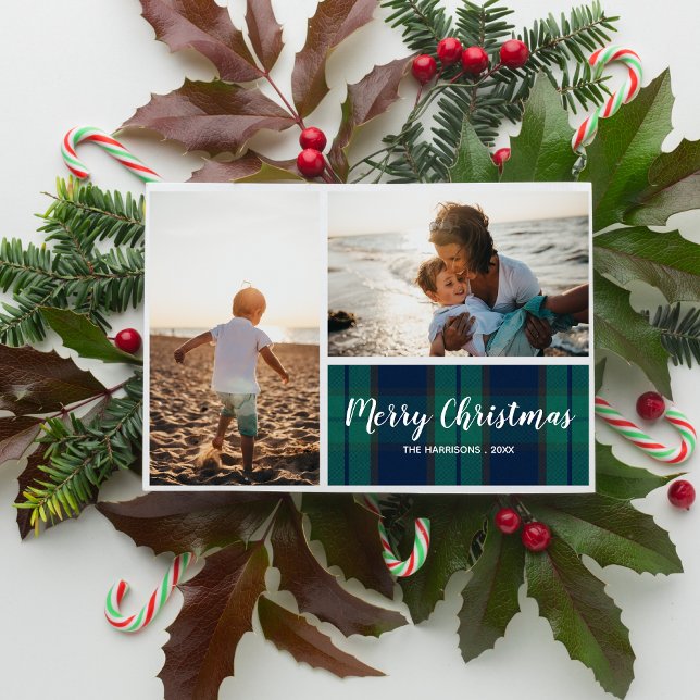 Cartão De Festividades Xadrez Black Watch de Colagem de Fotos Feriadas de (Criador carregado)