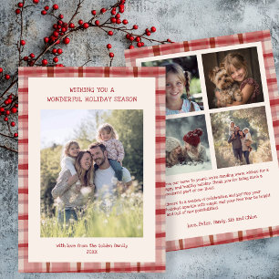 Cartão De Festividades Xadrez de Aquarela Foto Personalizada para Natal F