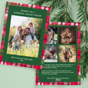Cartão De Festividades Xadrez de Aquarela Foto Personalizada para Natal F