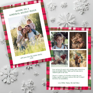 Cartão De Festividades Xadrez de Aquarela Foto Personalizada para Natal F