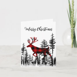 Cartão De Festividades Xadrez de Buffalo Woodland Forest Stag Feliz Natal