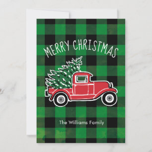 Cartão De Festividades Xadrez de Feriado de Vintage Truck Buffalo