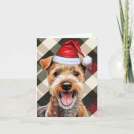 Cartão De Festividades Xadrez de Férias de Natal Lakeland Terrier