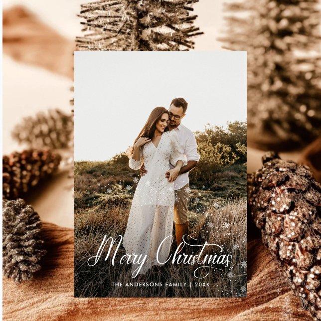 Cartão De Festividades Xadrez de Foto da Família Moderno Feliz Natal Tart (Criador carregado)