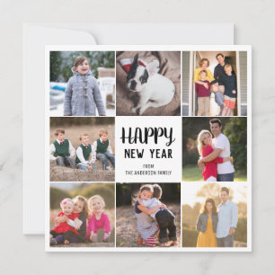 Cartão De Festividades Xadrez de Fotografias Personalizado 8 Dourado de G