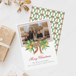 Cartão De Festividades Xadrez de Laranjas Aquarelas Arco Garland Foto