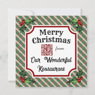 Cartão De Festividades Xadrez de Natal do Restaurante de Código QR Person