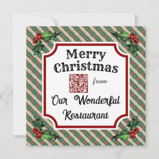 Cartão De Festividades Xadrez de Natal do Restaurante de Código QR Person