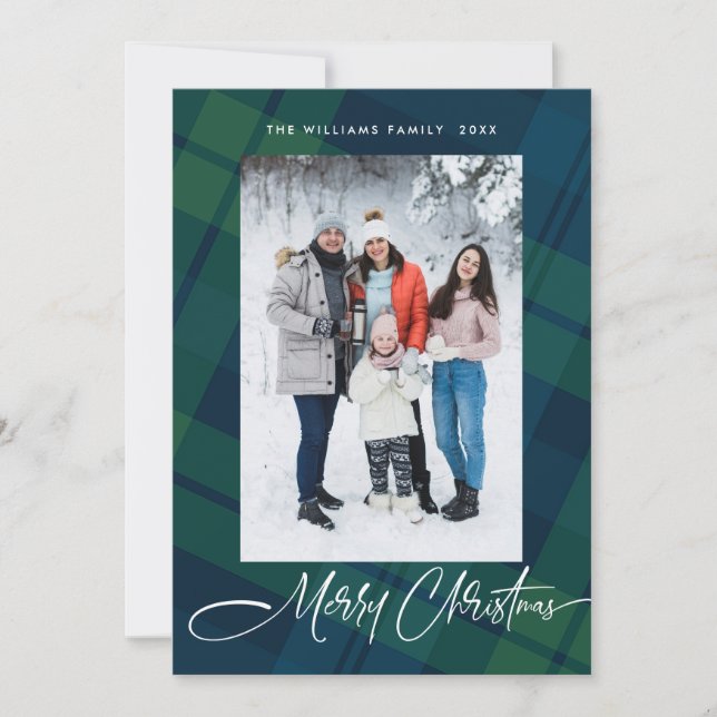 Cartão De Festividades Xadrez de Natal Retroativa 5 Saudação Fotográfica (Frente)