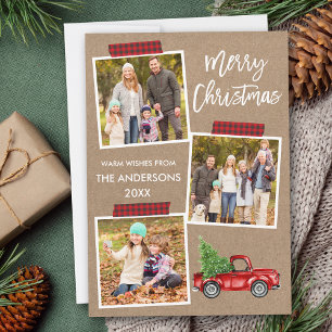 Cartão De Festividades Xadrez de Script de Pincel Artesanato Fita Vermelh