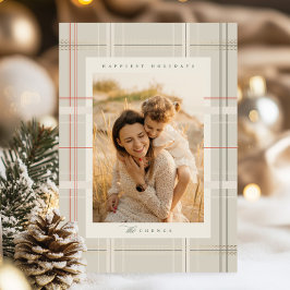 Cartão De Festividades Xadrez Elevada Cozy Cabin Beige Forest Green