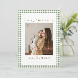 Cartão De Festividades Xadrez Ginga Verde Personalizado Foto Natal