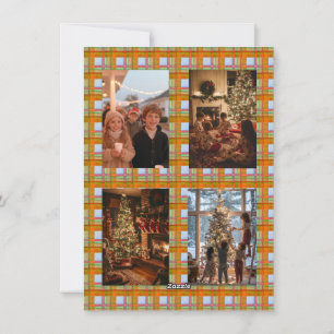 Cartão De Festividades Xadrez Laranja Arco Garland 5 Foto Natal