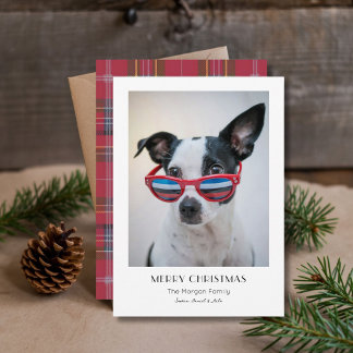 Cartão De Festividades Xadrez Minimalista Foto de Pet de Cachorro Engraça