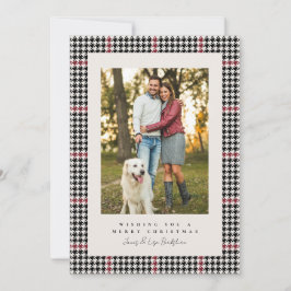 Cartão De Festividades Xadrez preto e vermelho uma foto Natal