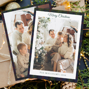 Cartão De Festividades Xadrez Rustic 2 Photos Tartan Family Natal
