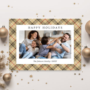 Cartão De Festividades Xadrez Tartan Foto Natal